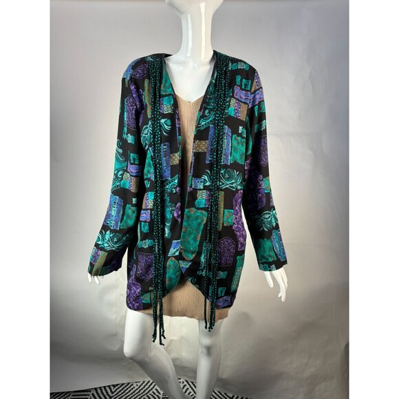 Vintage Très Paquette Byer California Womens Jacket L Shoulder Pads Ties - Picture 13 of 16